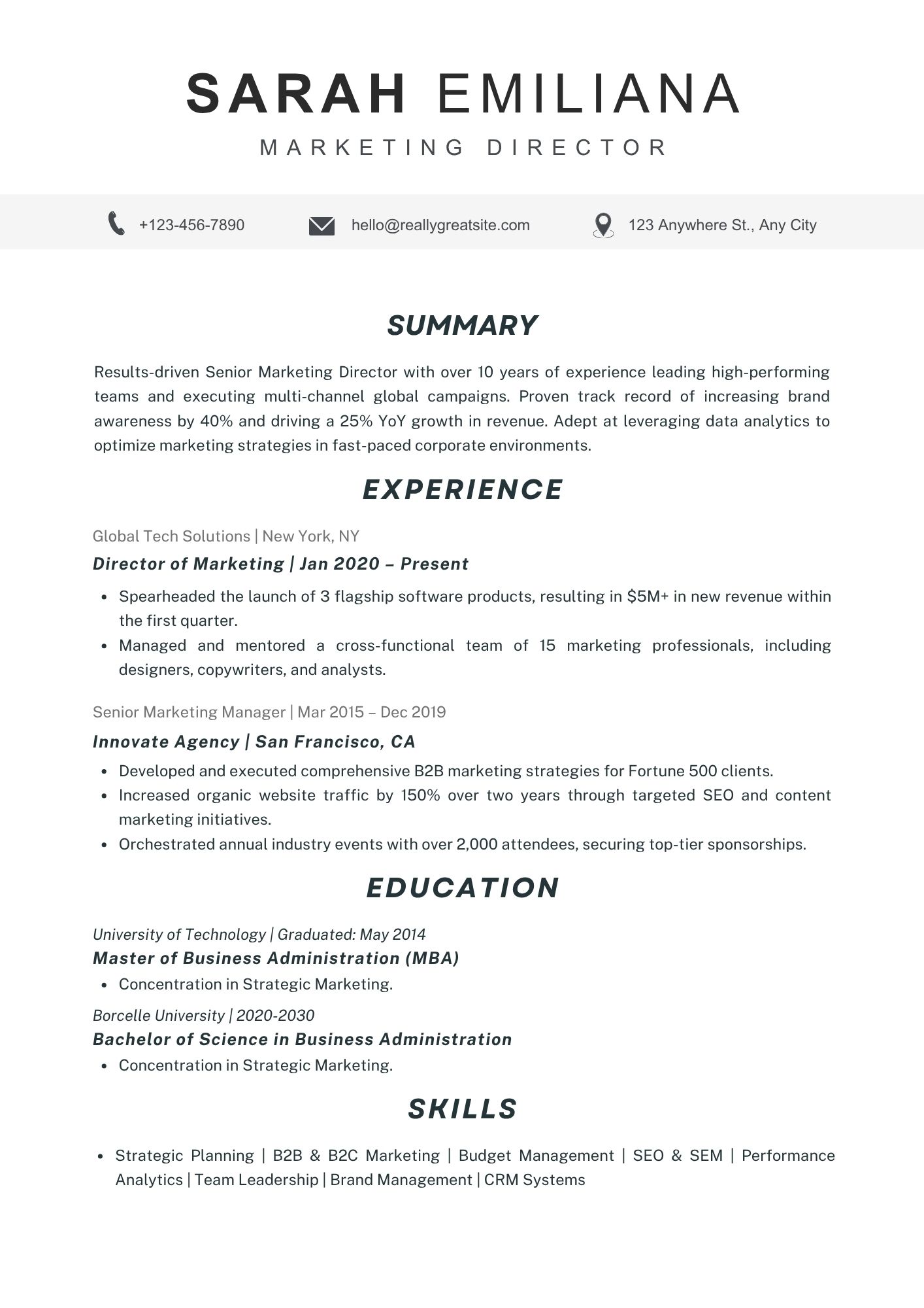 Exemple de modèle de CV canadien gratuit au format PowerPoint